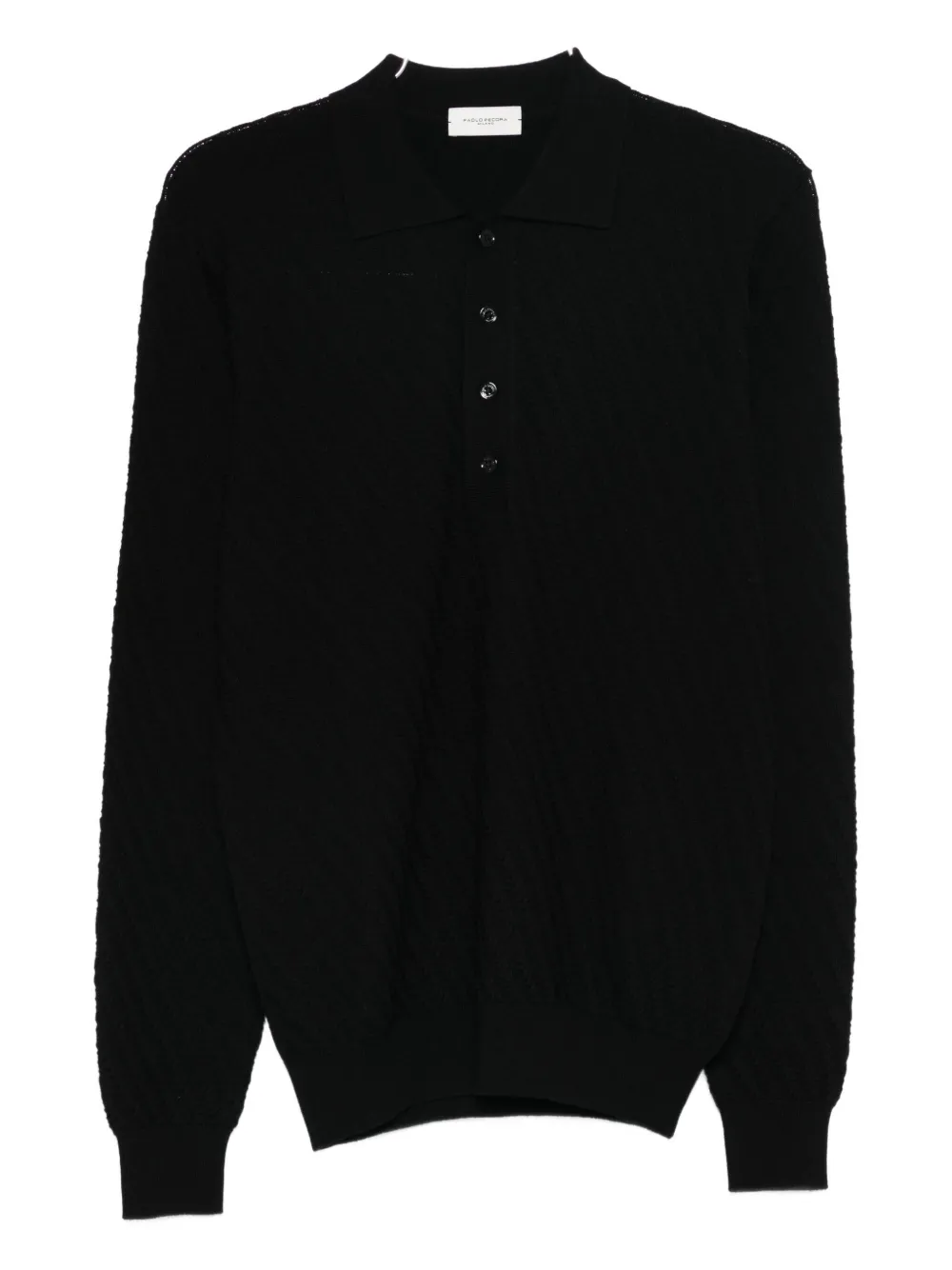 

Джерси-поло с жаккардовым узором Paolo Pecora, черный