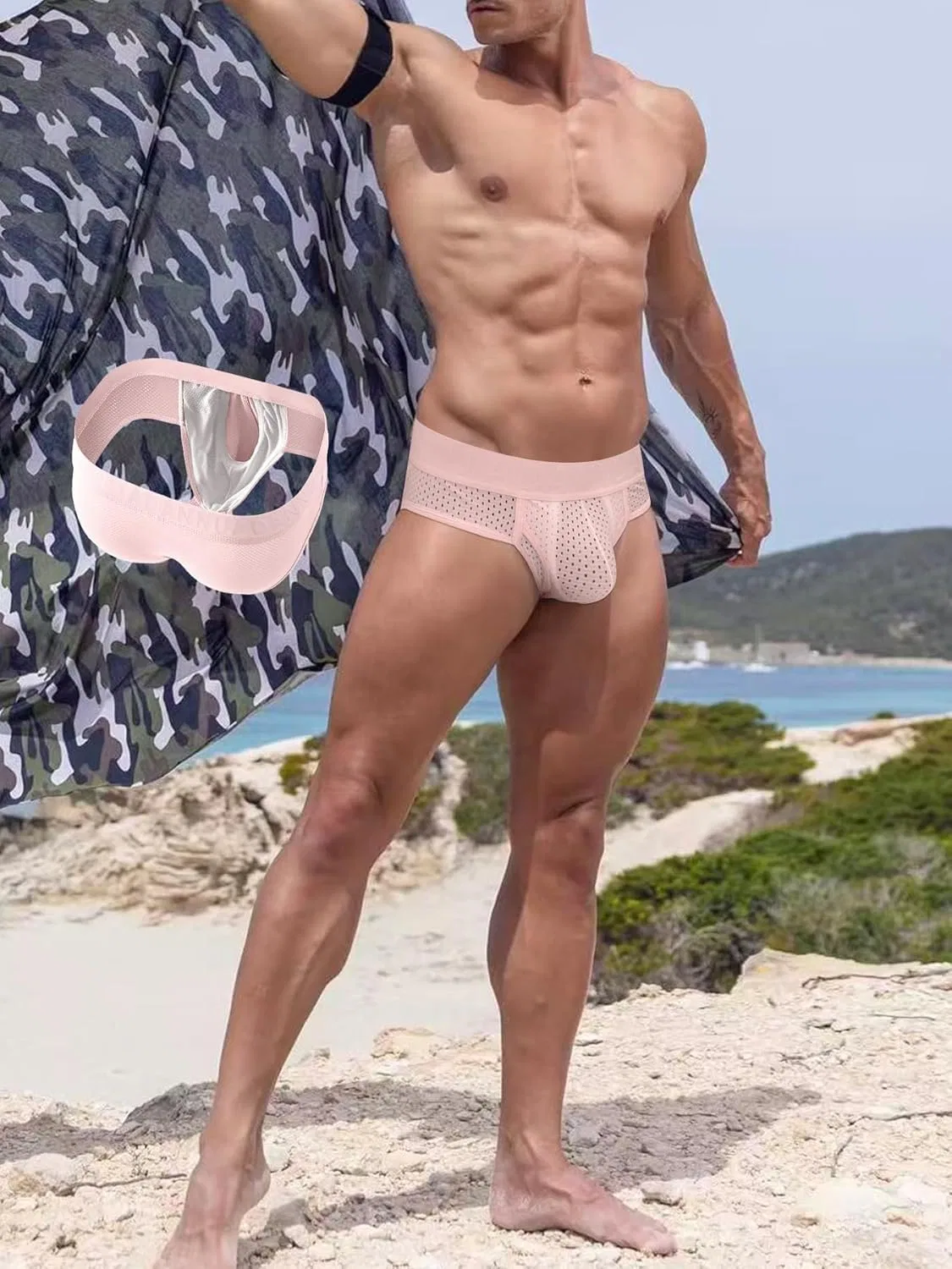 Брифы с раздельным мешочком Breathable Mesh Briefs, розовый — фото 3