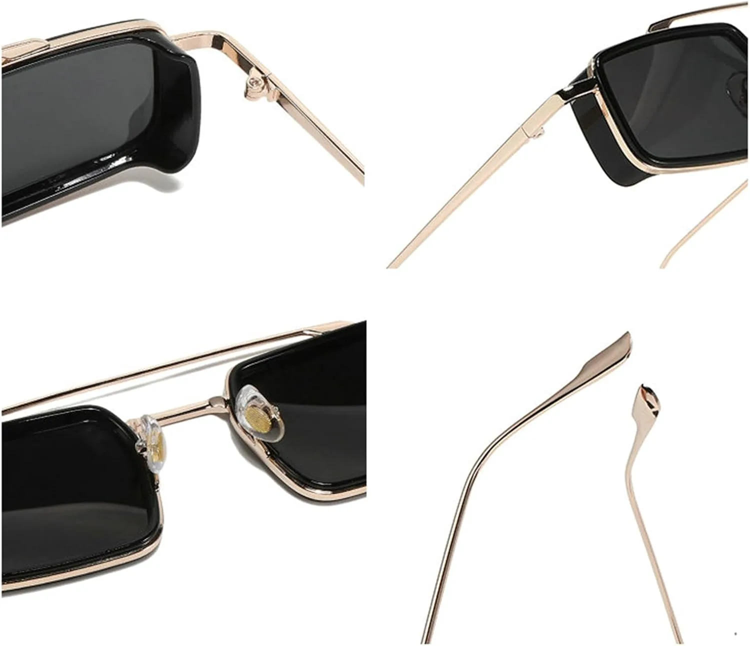 

Солнцезащитные очки Helena Fashion Rectangle для женщин, модные ретро-очки с квадратной двойной перемычкой в ​​стиле панк, защита от УФ-излучения UV400, C5