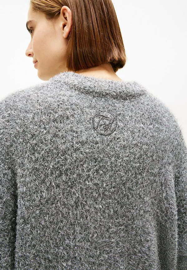 Праздничный свободный джемпер с v-образным вырезом Tommy Hilfiger, Light Grey Htr — фото 4