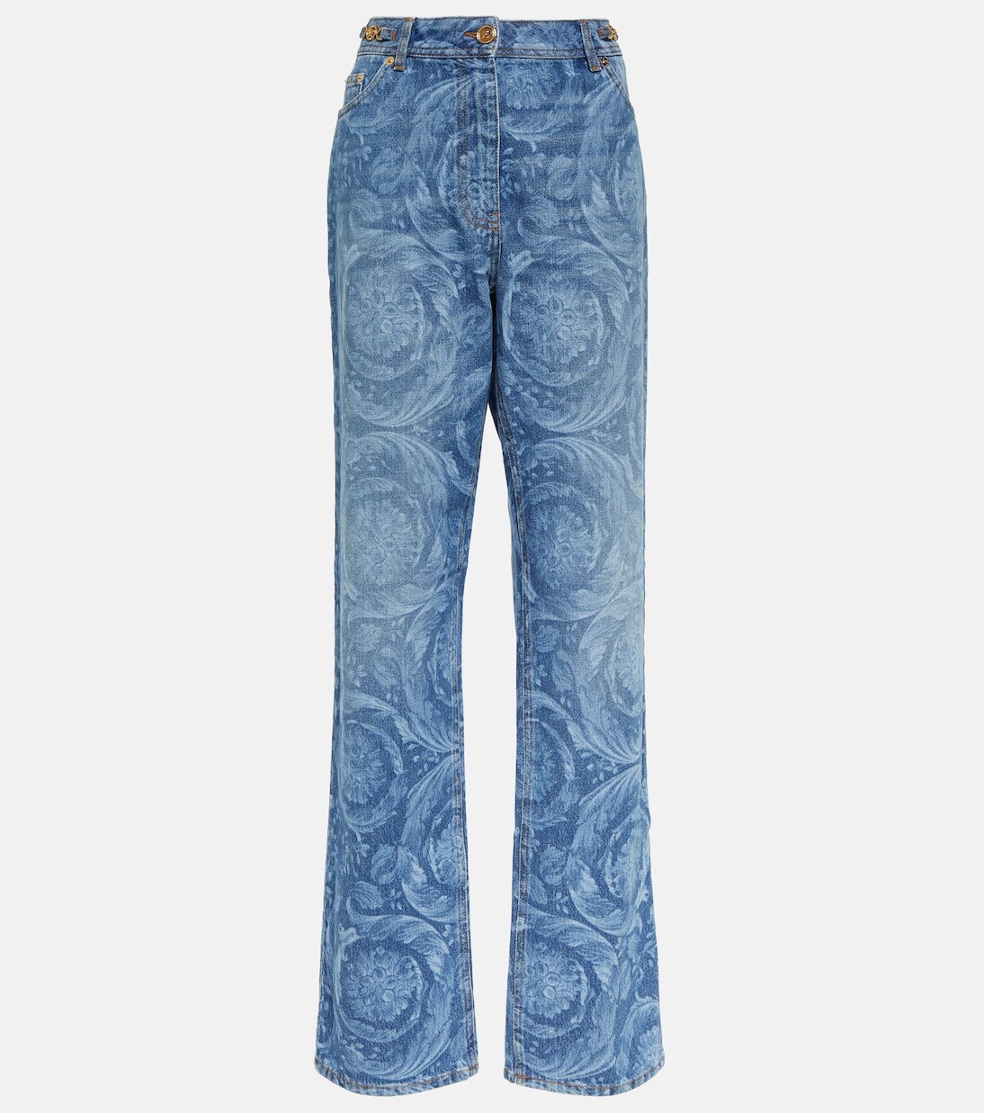 

Прямые джинсы barocco с завышенной талией Versace, синий
