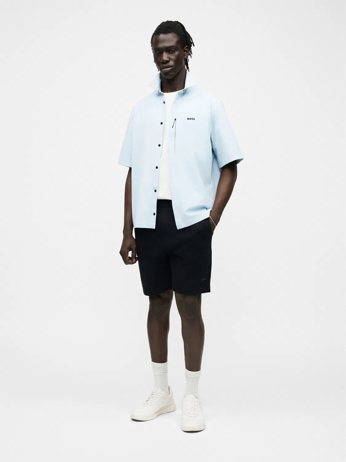 Шорты Boss Regular Pants Globe черного цвета — фото 4