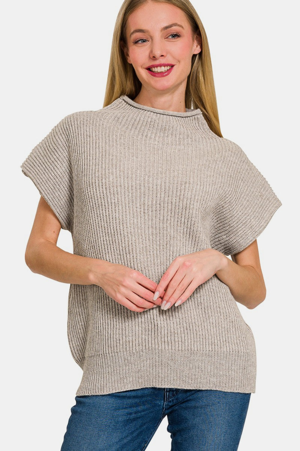

Свитер с коротким рукавом и воротником-стойкой FASHNZFAB, цвет h mocha