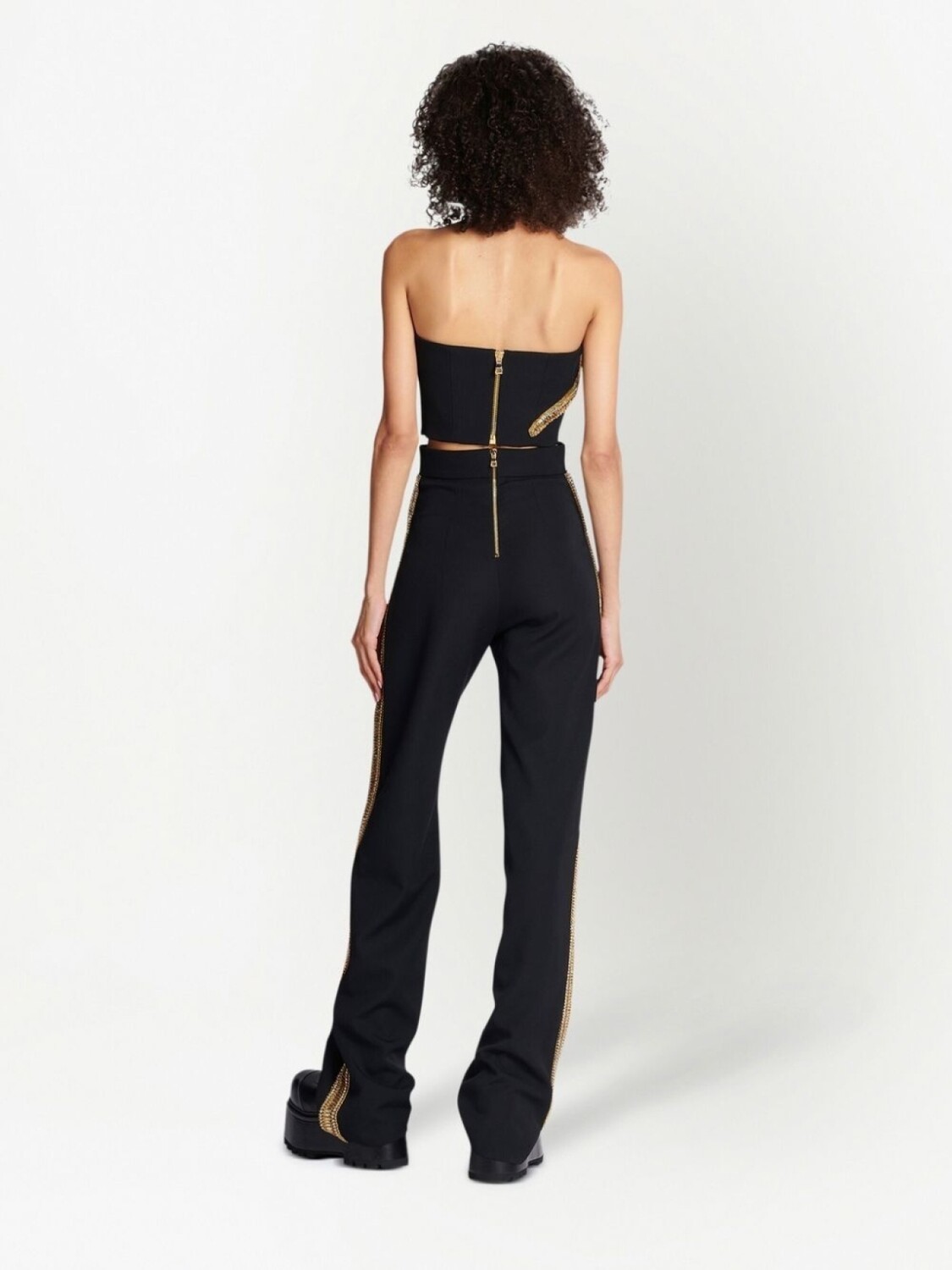 Balmain sequin-embellished wide-leg trousers, черный — фото 3