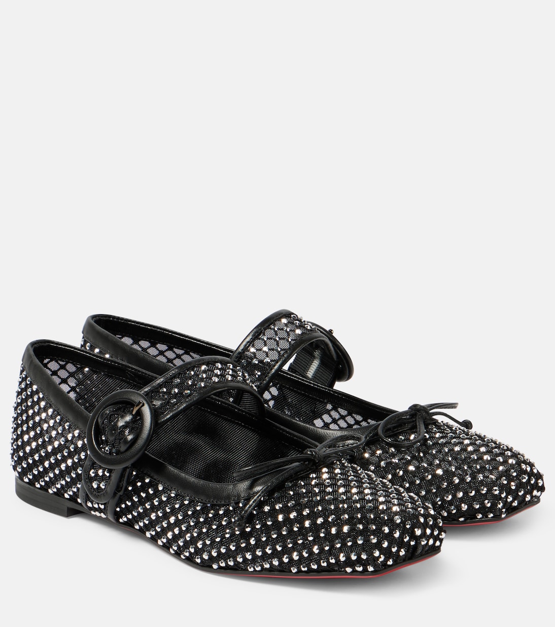 Балетки Mamastrapitina с декоративной сеткой Christian Louboutin, Black-Cry/ Lin Black