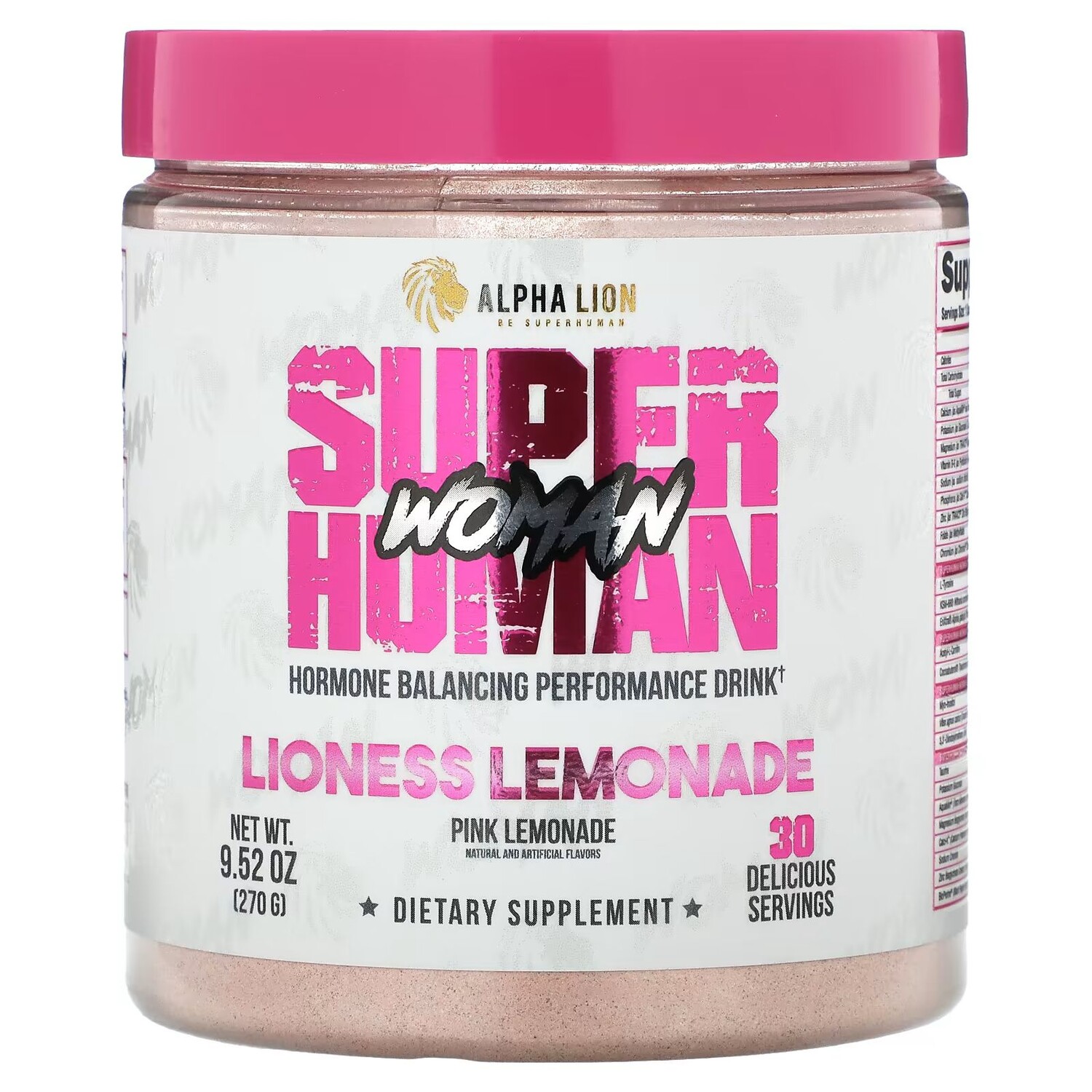 

SuperHuman Woman, Лимонад Lioness, розовый лимонад, 9,52 унции (270 г) Alpha Lion