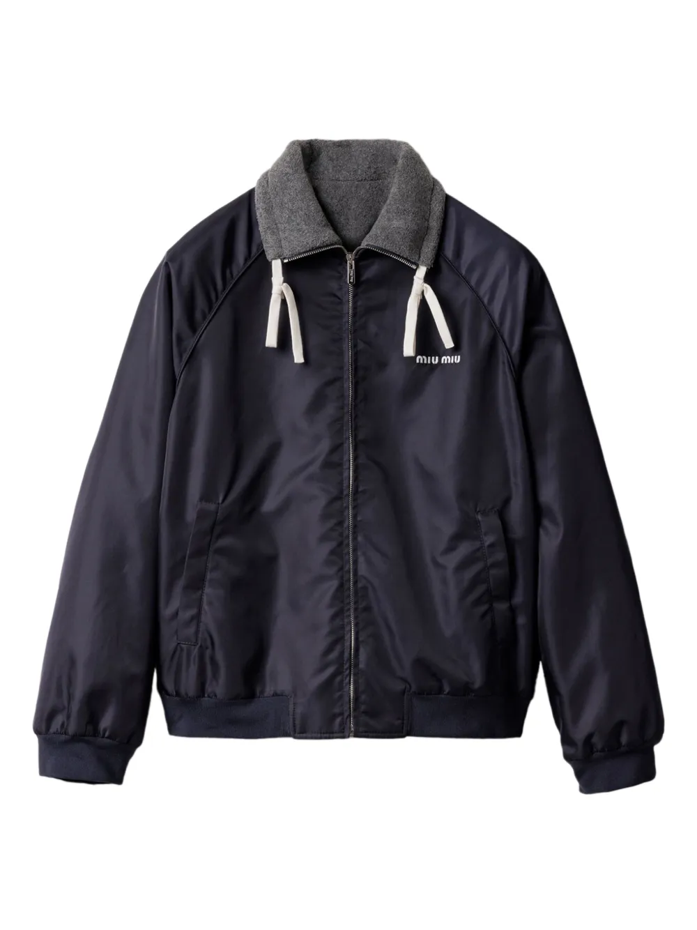 

Двусторонний бомбер с вышитым логотипом Miu Miu, синий