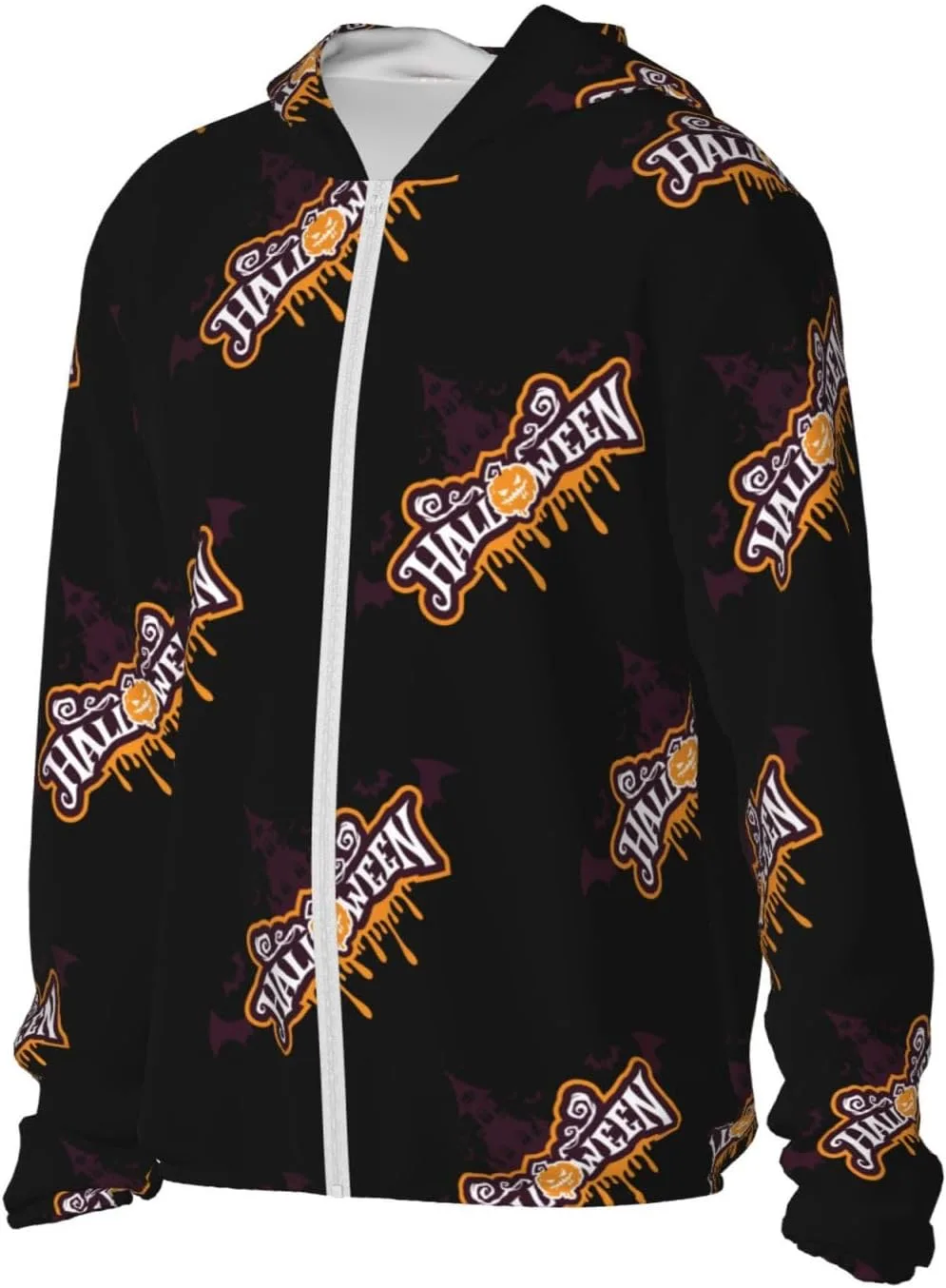 Толстовка с капюшоном Halloween Pattern, защита от солнца, легкая, на молнии — фото 3