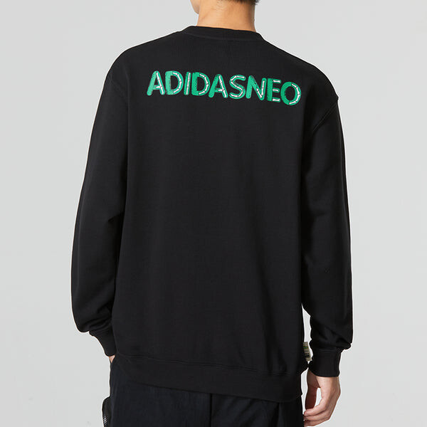 Толстовка Men's adidas neo U Jf Ss Sweat Athleisure Casual Sports Alphabet Printing Round Neck Black, черный — фото 4