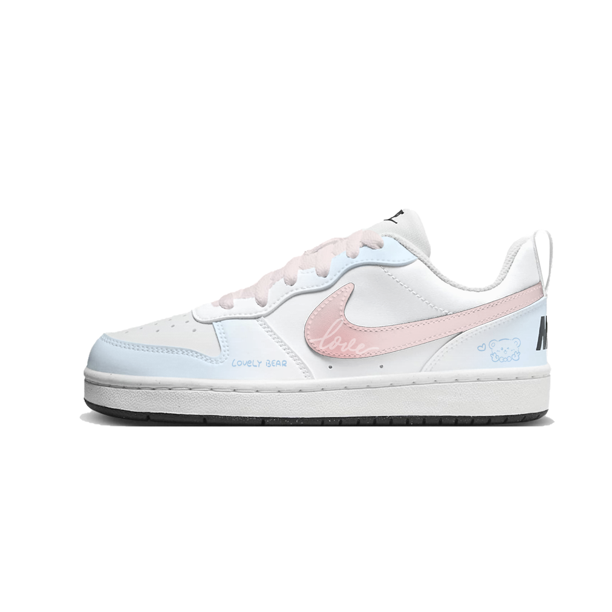 

Nike Кроссовки для скейтбординга Court Borough Bear CYO дышащие низкие детские Blue Pink