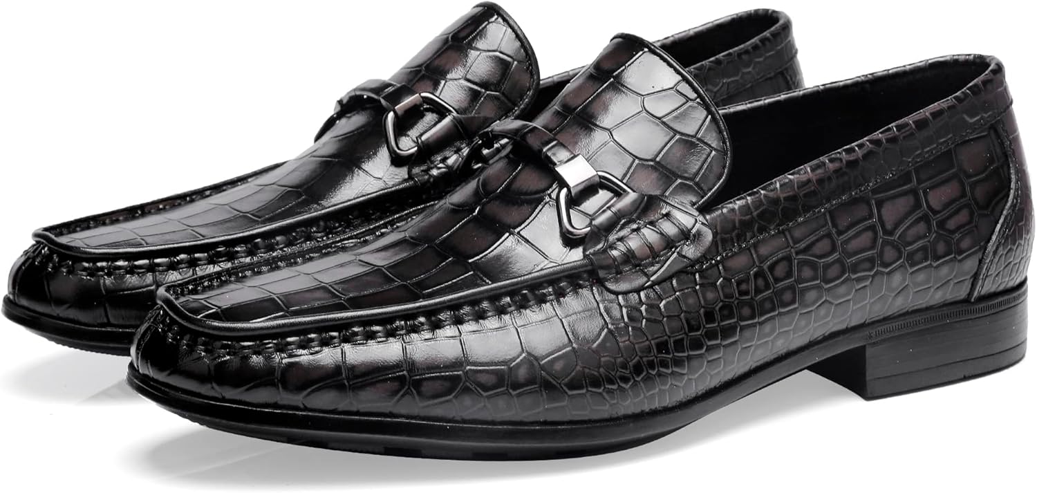 

Мужские кожаные лоферы Fashion, премиальные туфли с тиснением под крокодила, слипоны, подходящие для вечеринок, свадьб и повседневной носки Generic, серый