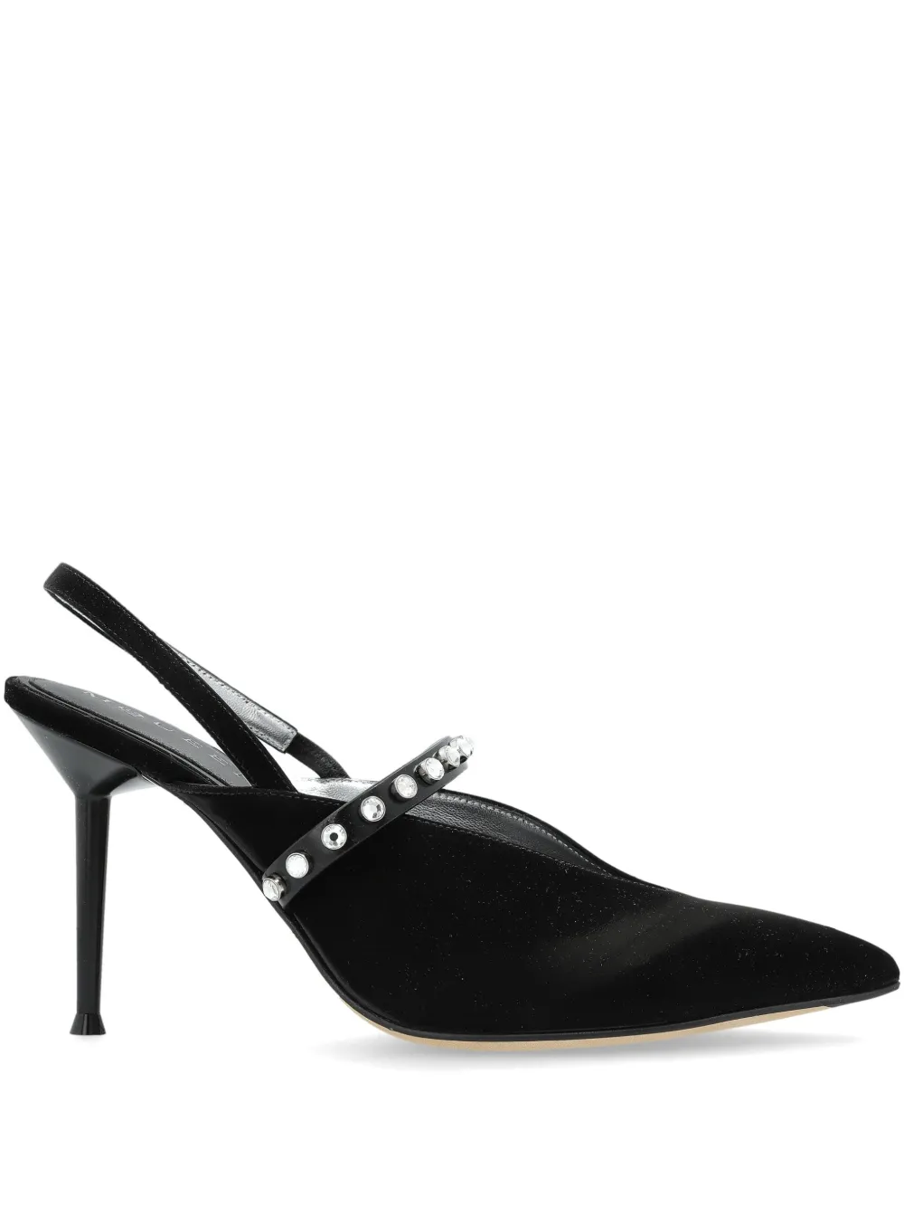 Туфли-лодочки с открытой пяткой, украшенные кристаллами Alexander McQueen, черный
