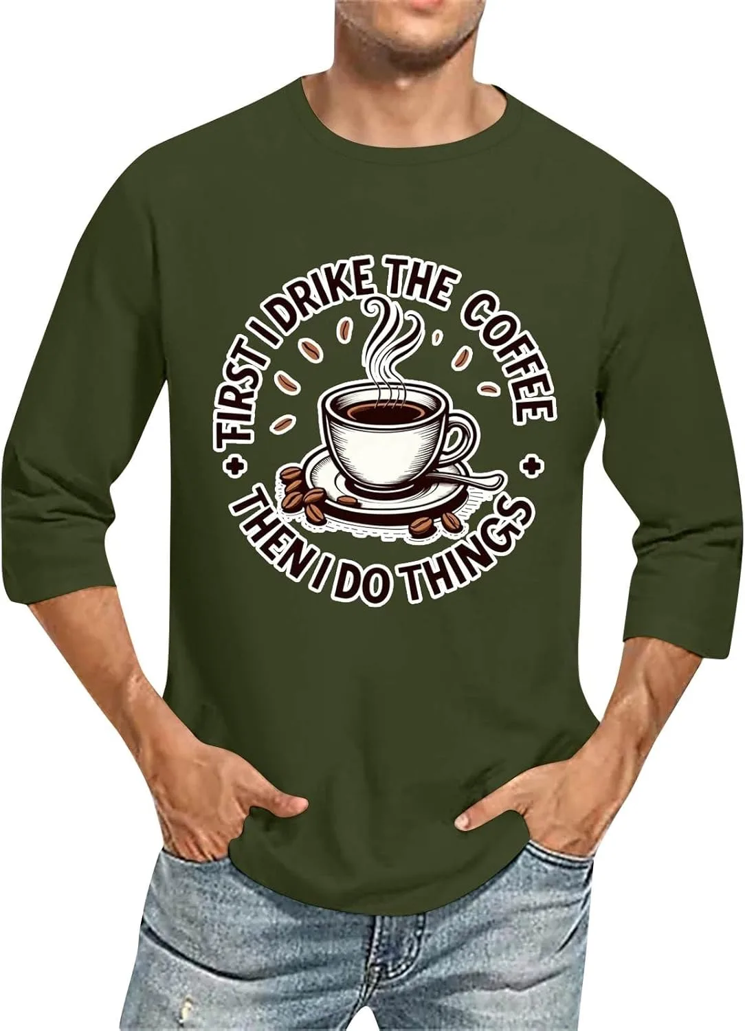 

Футболка WENKOMG1 мужская с принтом, 3/4 рукава, S-2XL