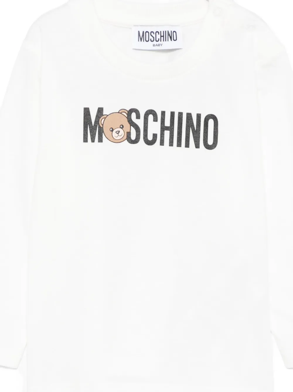 Футболка с принтом Teddy Bear и длинными рукавами Moschino Kids, белый — фото 3