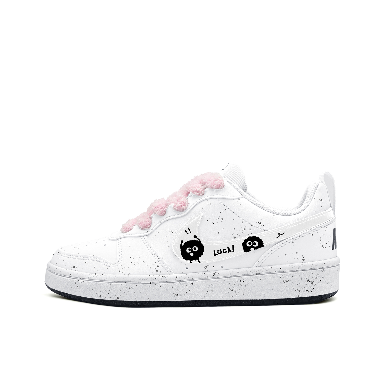 

Nike Court Borough Pink Velvet Coal Ball Synthetic Leather Abrasion Resistant Low top Skateboard Shoes Black White