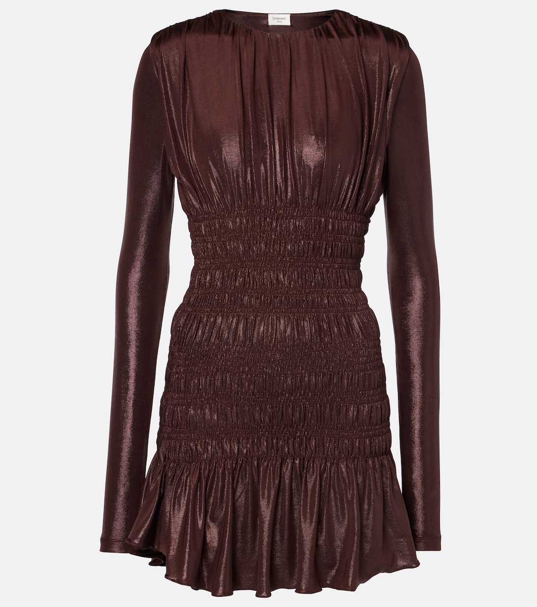 

Мини-платье из джерси с присборенным лифом Saint Laurent, Bordeaux Brilliant
