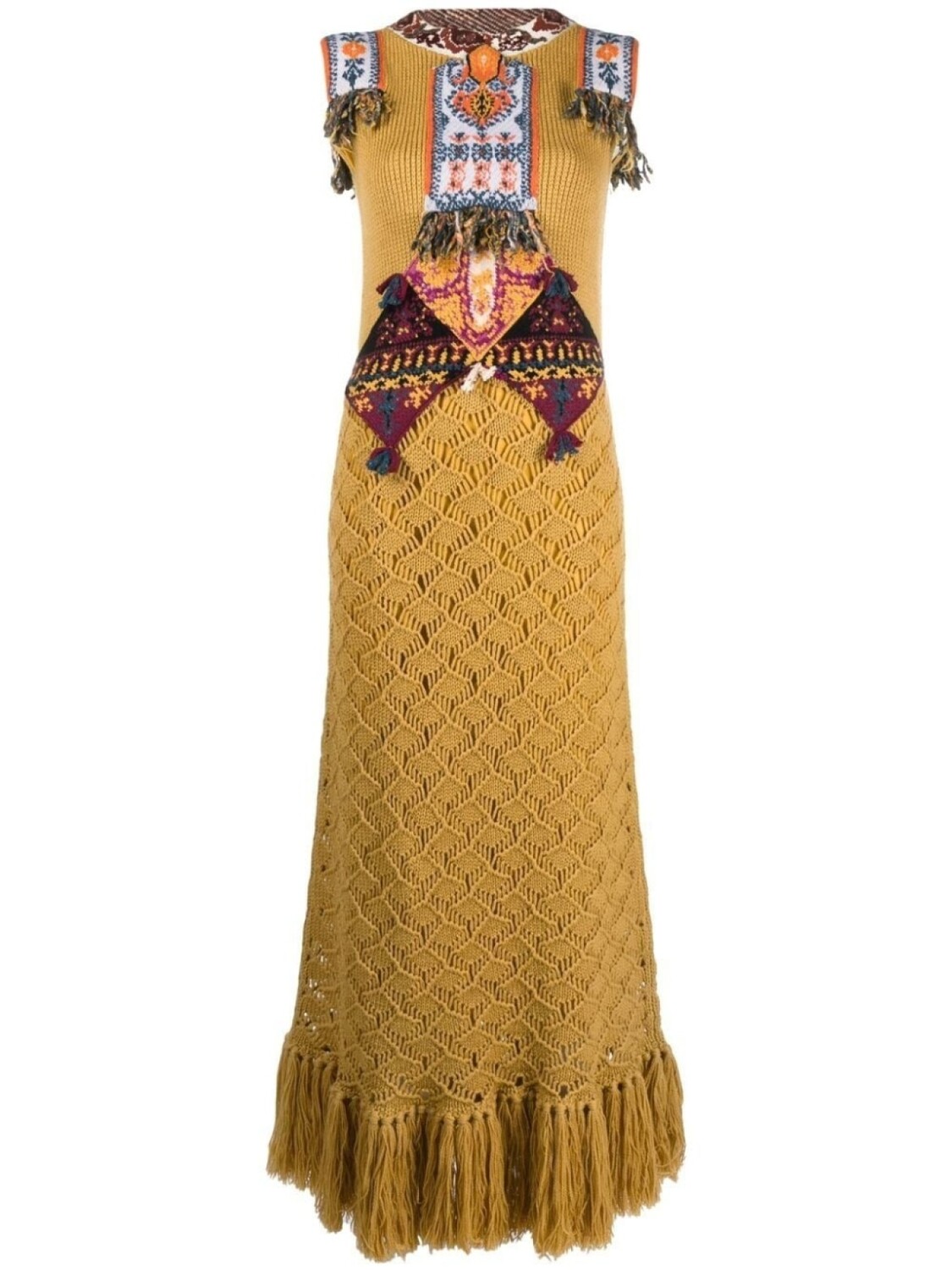 

ETRO платье макси в технике кроше с аппликацией, желтый