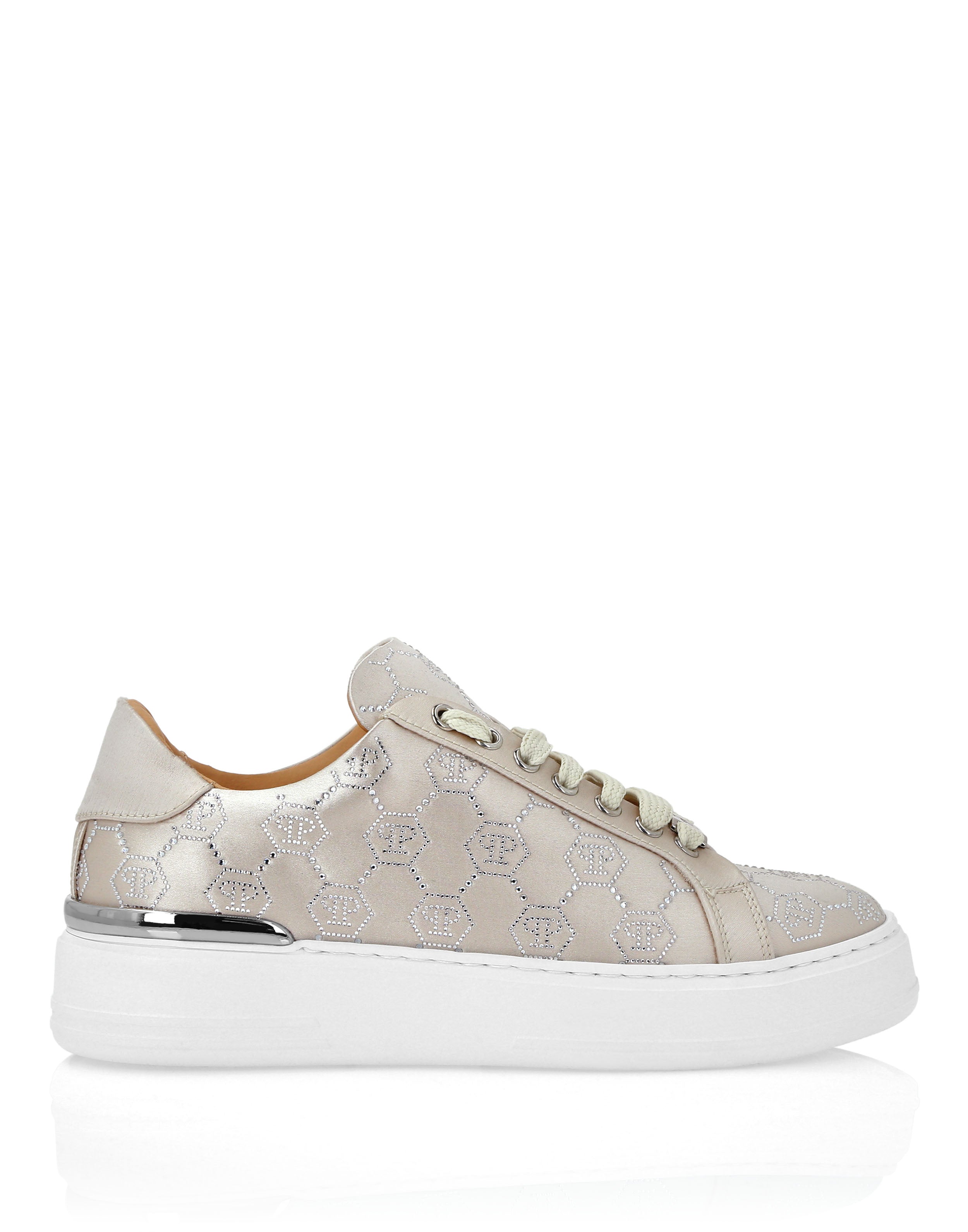Сатиновые кроссовки Monogram Strass на шнуровке PHILIPP PLEIN, синий — фото 2