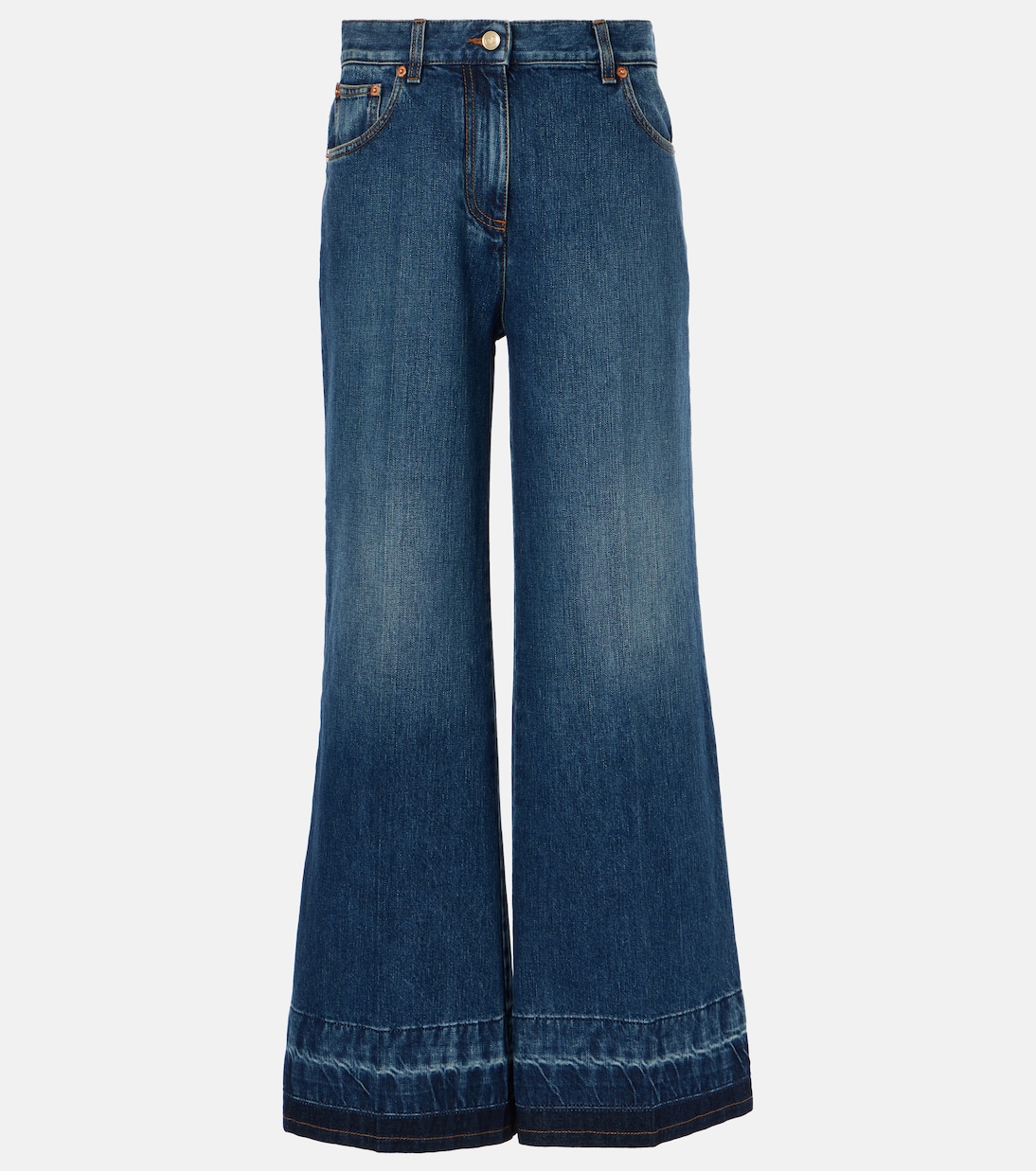 

Расклешенные джинсы VGold с высокой талией Valentino, Medium Blue Denim