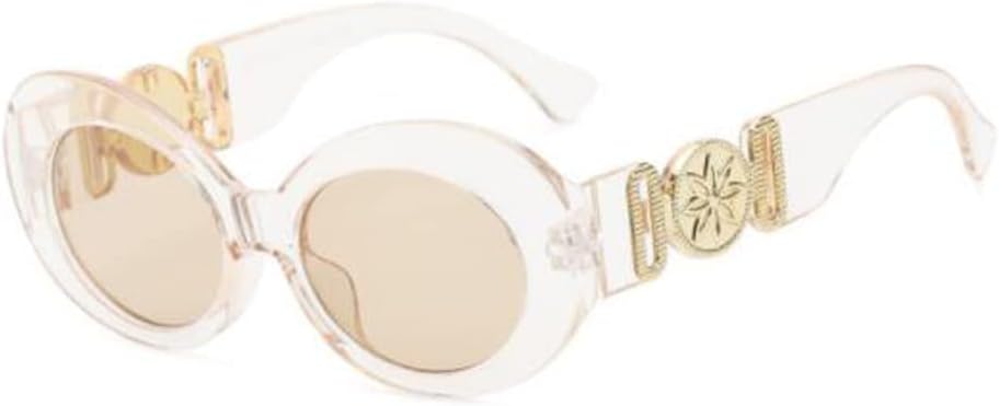 

Солнцезащитные очки PUB в овальной оправе, яйцевидной формы, с широкими дужками, металлические декоративные солнцезащитные очки, модные солнцезащитные очки с защитой от УФ-излучения, Champagne Frame Champagne Flakes