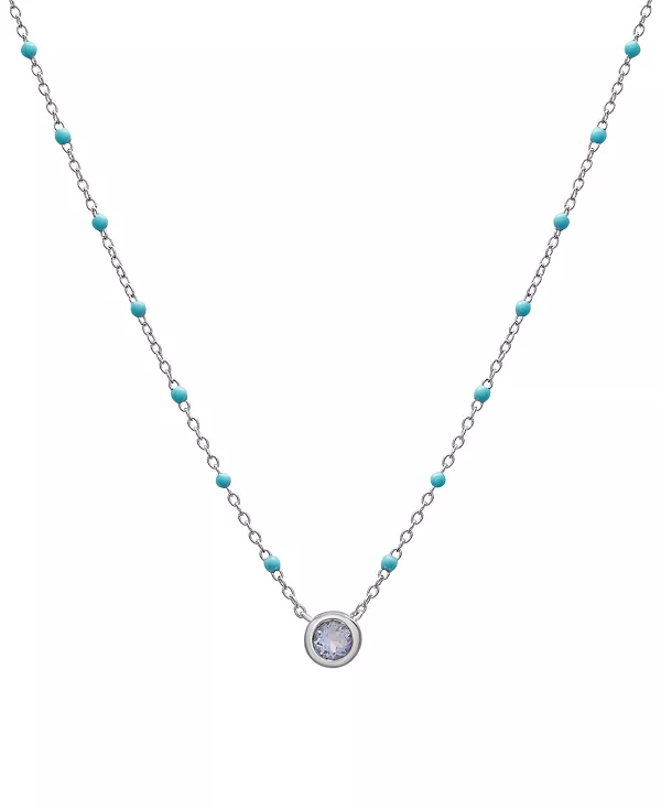 

Ожерелье с драгоценными камнями, соответствующими знаку зодиака, из стерлингового серебра, 16 дюймов + удлинитель 2 дюйма Macy'S, aquamarine