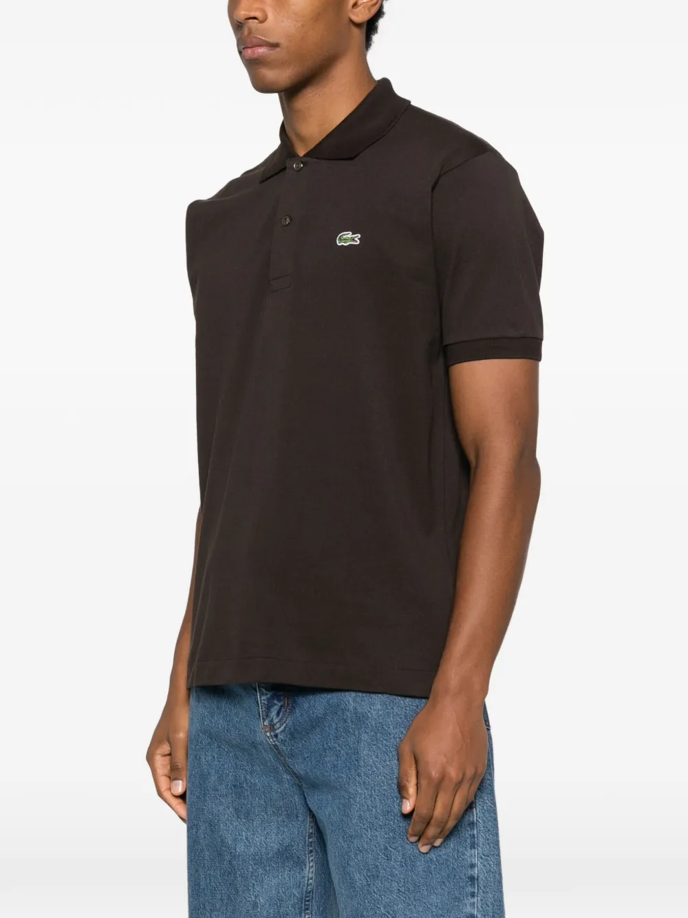 Рубашка поло с логотипом Lacoste, коричневый — фото 3