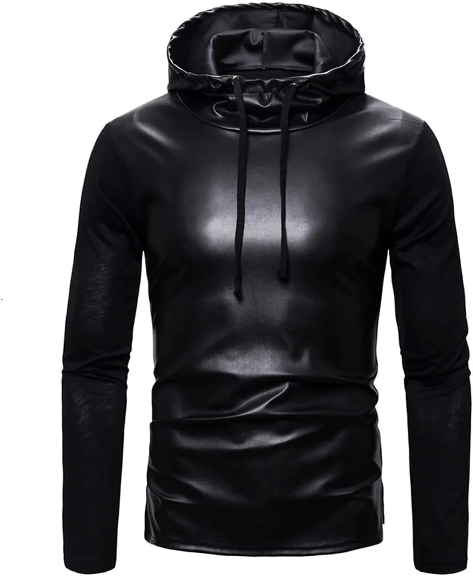 

Мужская черная худи Slim Fit из натуральной овчины STYLEATH