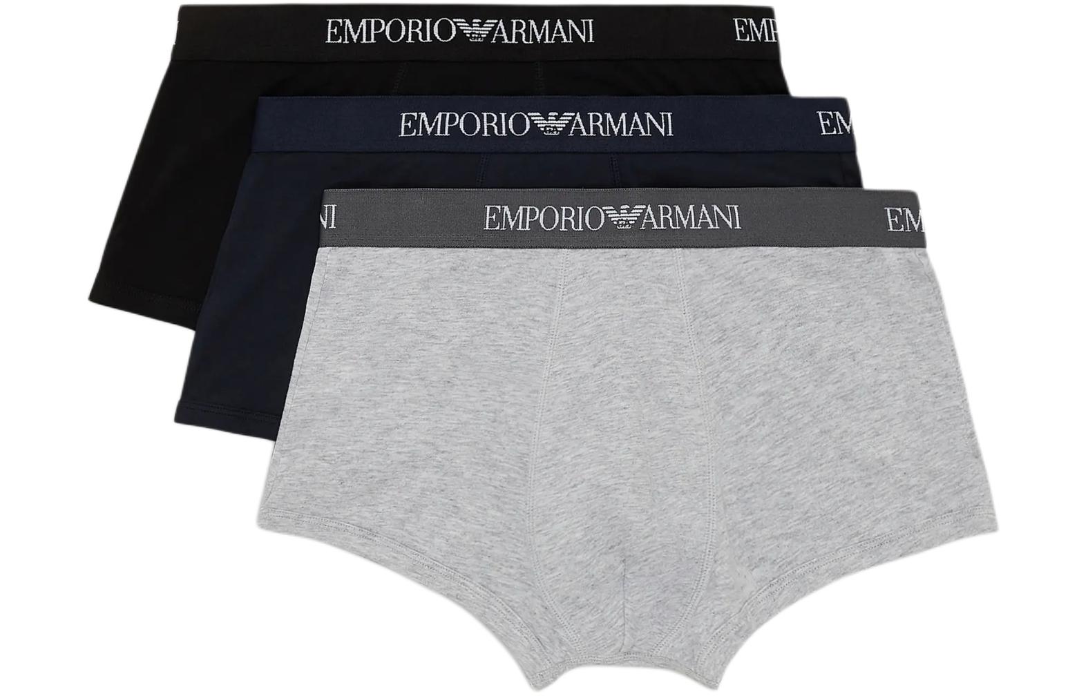 Трусы мужские 3 шт EMPORIO ARMANI, 3 шт (Черный+Темно-синий+Серый) — фото 3
