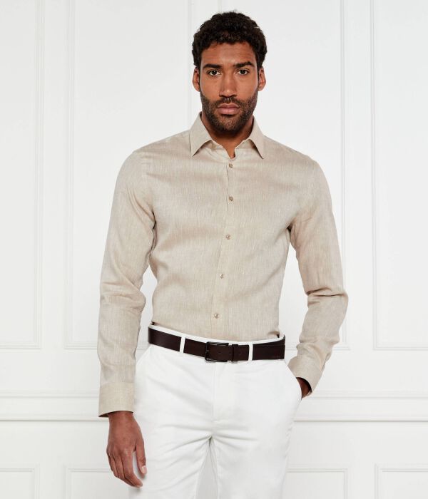 

Льняная рубашка h-hank-kent-c1-214 Slim fit Boss, желтый