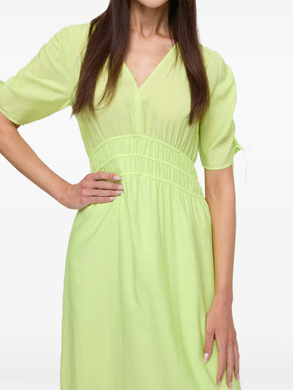 

Платье с объемными рукавами и сборками BOSS, зеленый