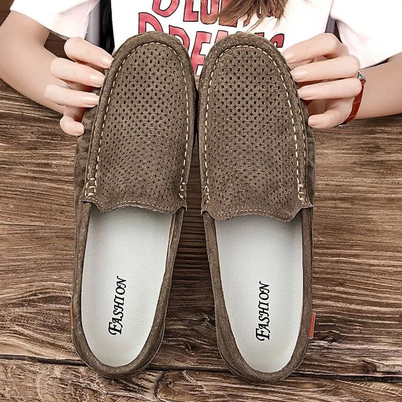 Лоферы дышащие замшевые Men's Loafers, хаки PUGHGAETZF — фото 3