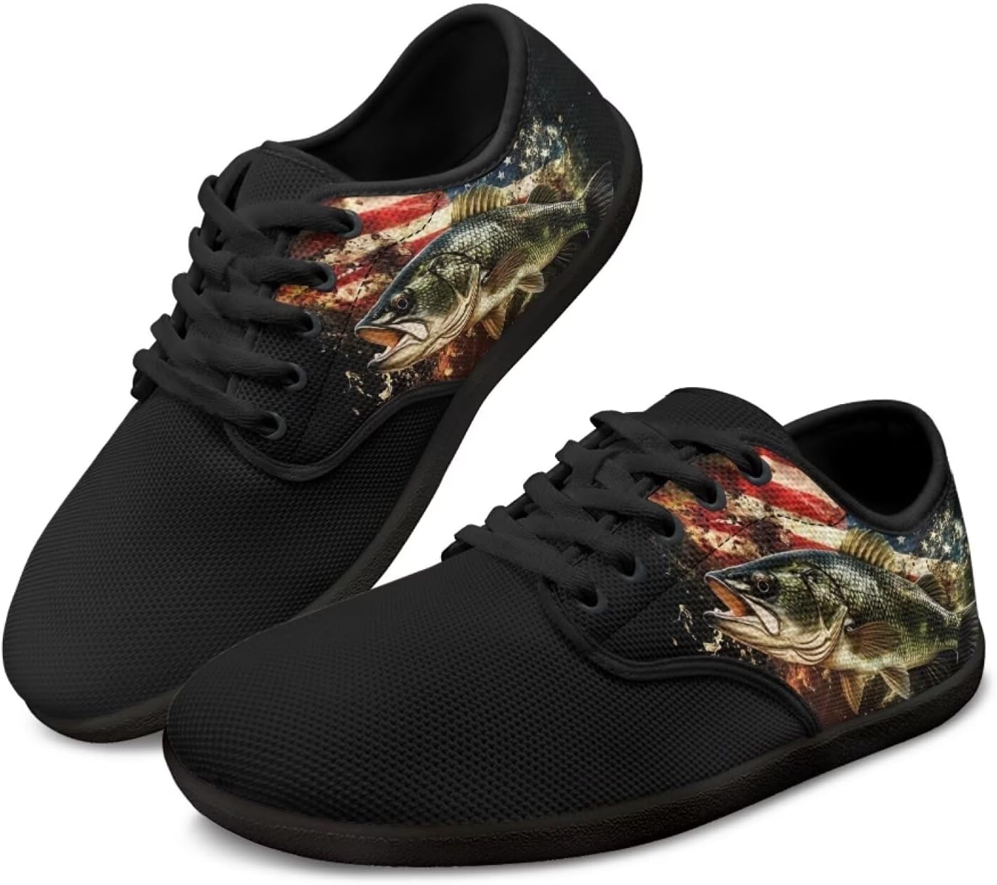 

Мужские минималистичные прогулочные кроссовки с широкой ноской, без перепада высоты, повседневные дышащие слипоны для тенниса Pointodoor, American Flag Bass Fish
