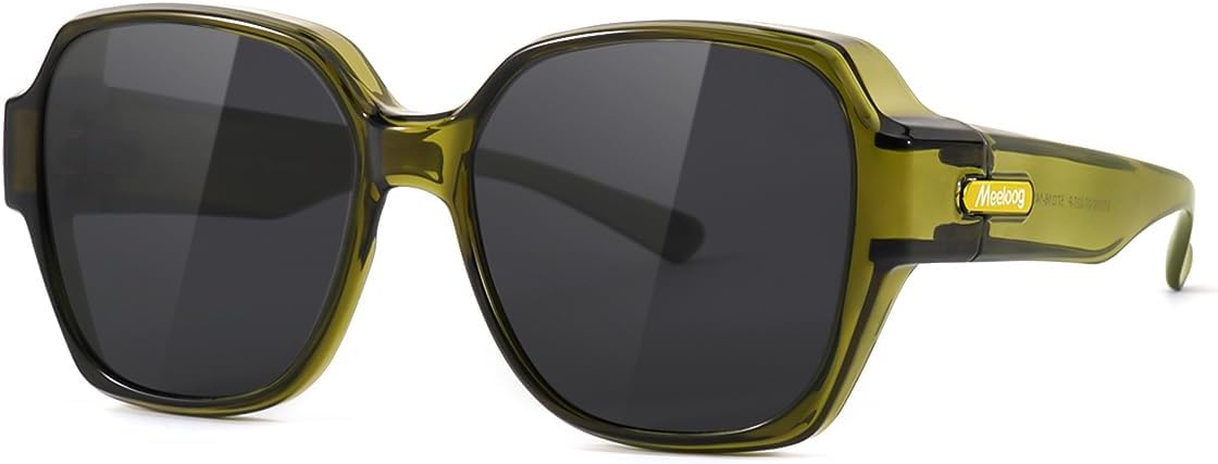 

Солнцезащитные очки Meeloog Over Glasses для женщин, поляризованные, стильные, увеличенного размера, надеваются поверх очков для вождения, MST0150, Green Frame Black Lens