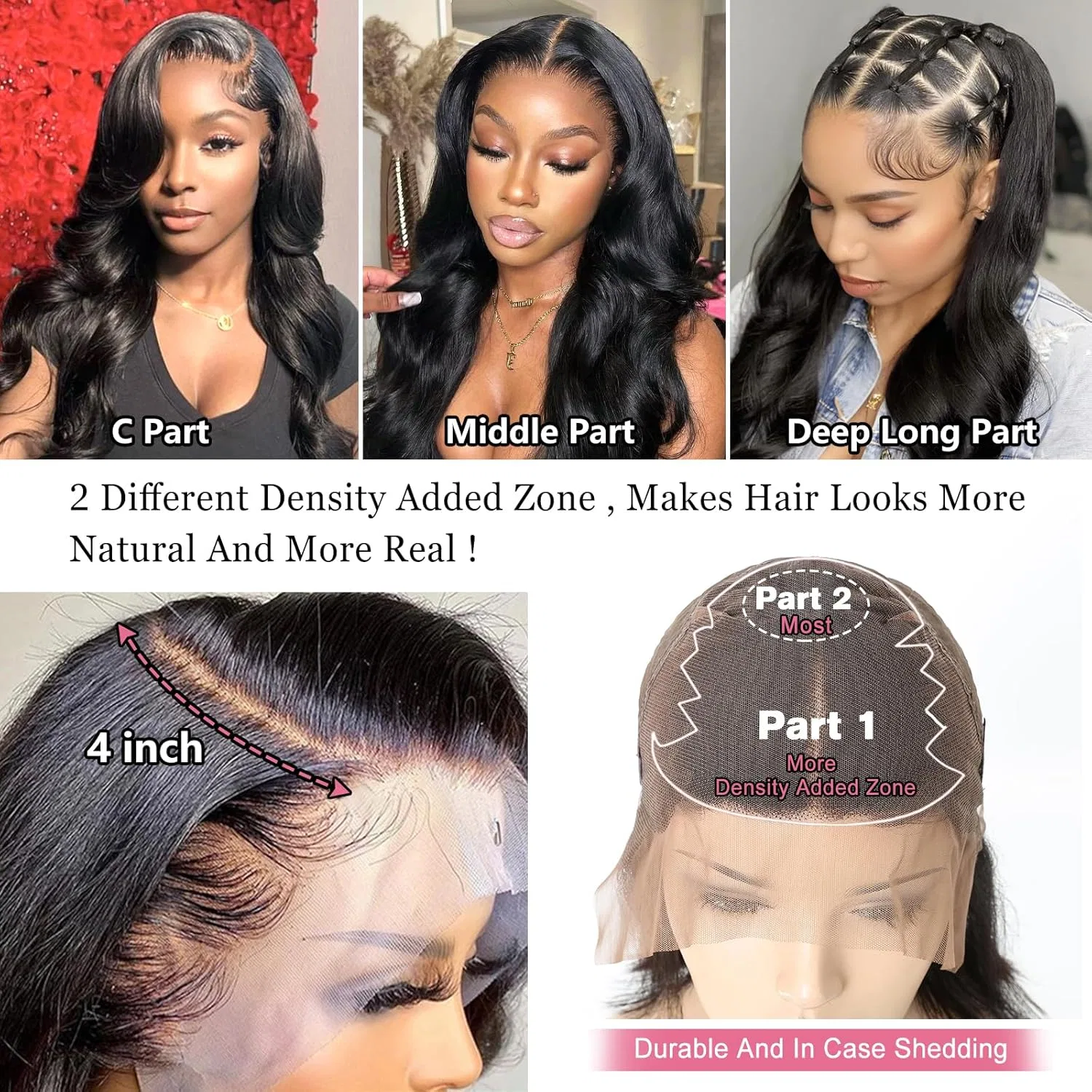 Женский парик из натуральных волос Body Wave, 13x4 Lace Front, черный, 180% плотность Beluck, Body 13X4 Lace Black Color — фото 4