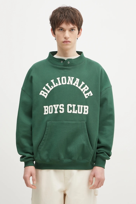 

Хлопковый свитшот с воротником стойкой Billionaire Boys Club, зеленый