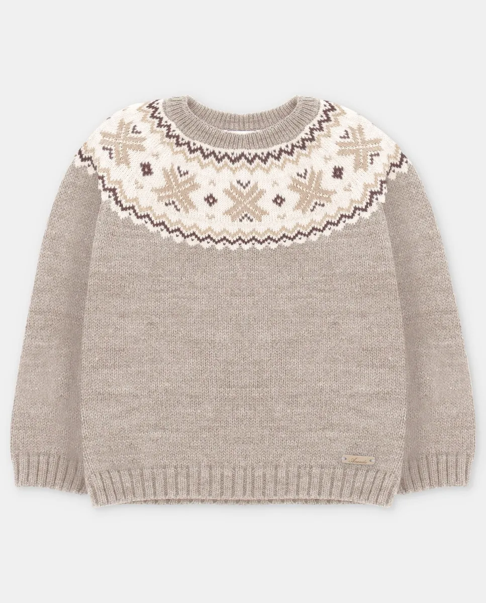 

Детский свитер с рождественским узором в контрастном земляном цвете Martín Aranda