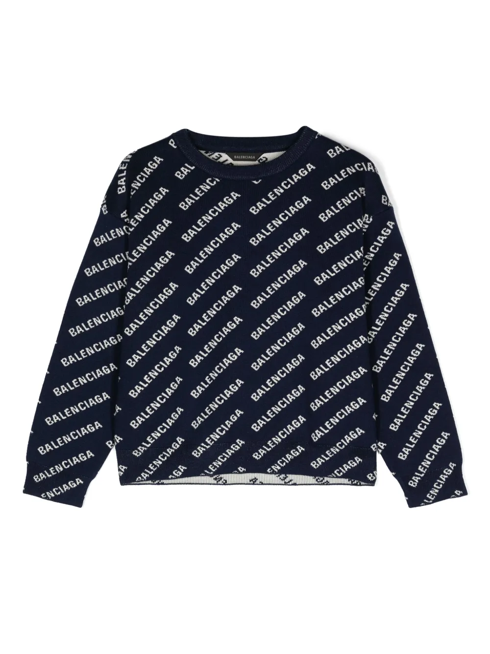 

Свитер вязки интарсия Balenciaga Kids, синий
