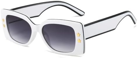 

Модные квадратные солнцезащитные очки для женщин, стильные ретро-очки прямоугольной формы, солнцезащитные очки с градиентной защитой UV400 для женщин MTZJH, C7 White Gray