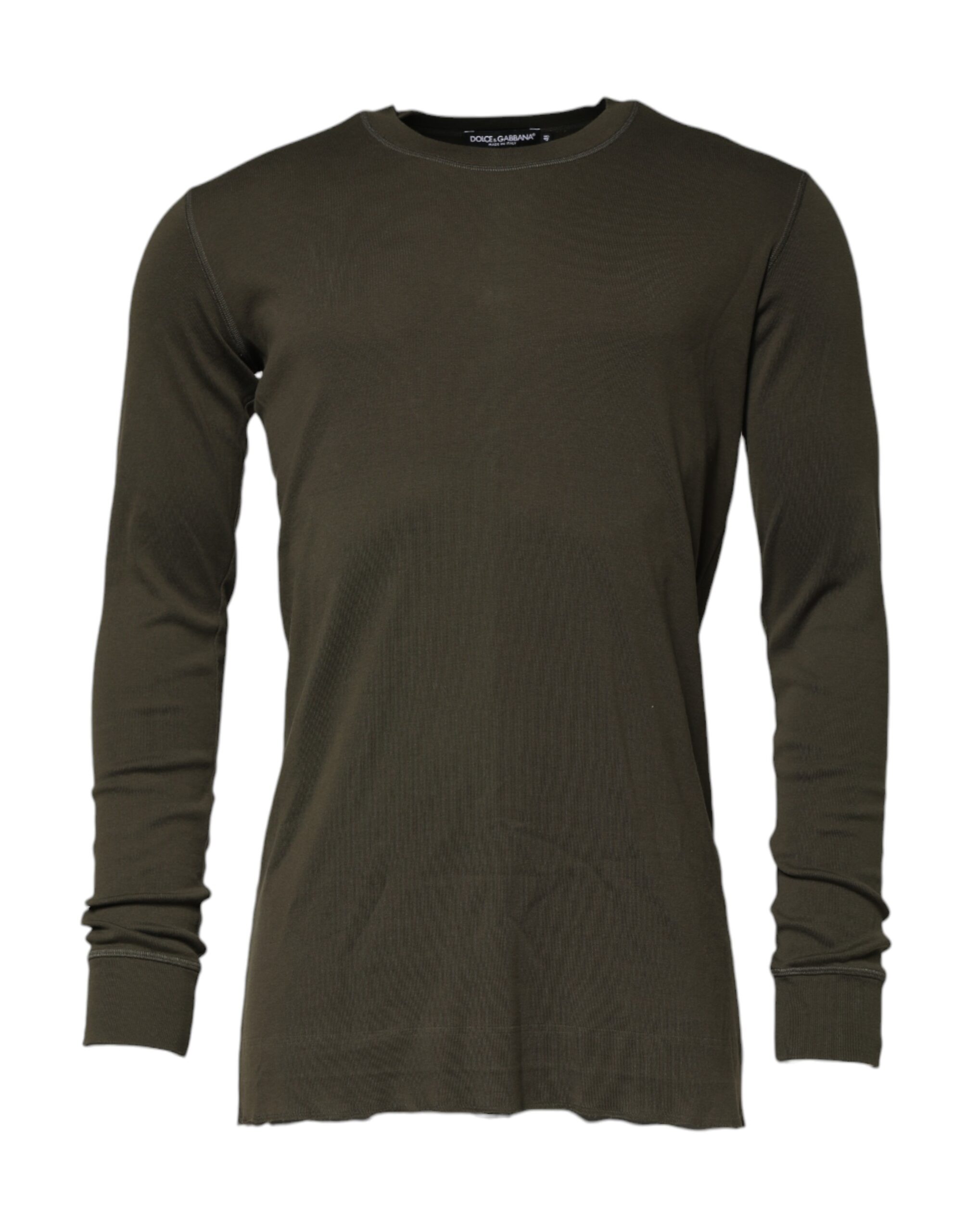 Темно-зеленая футболка с длинными рукавами и круглым вырезом Dolce & Gabbana, Dark Green