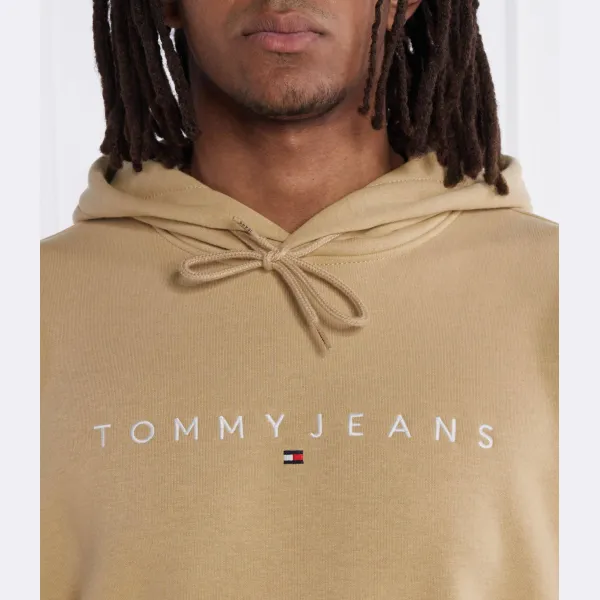 Толстовка с линейным логотипом, расширенная толстовка обычного кроя Tommy Hilfiger, бежевый — фото 4