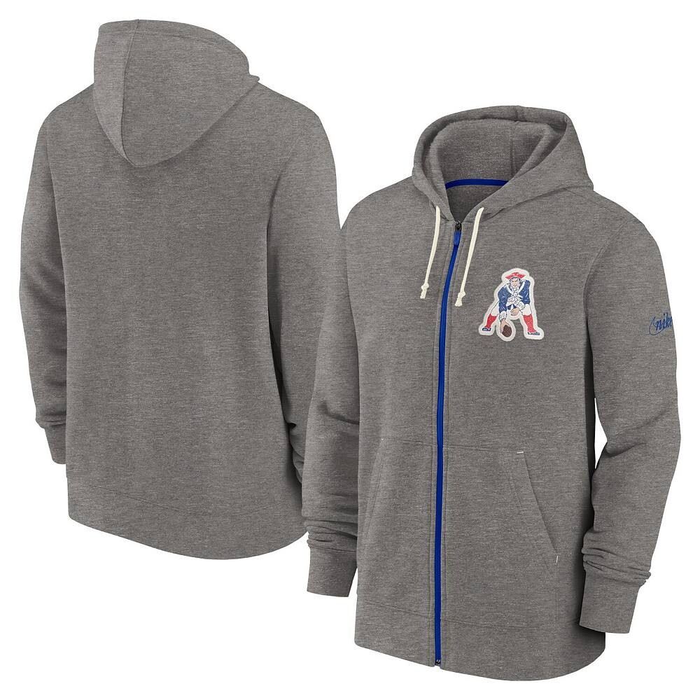 

Мужская худи с молнией во всю длину Nike Heather Charcoal New England Patriots Historic Lifestyle, цвет Pat Grey