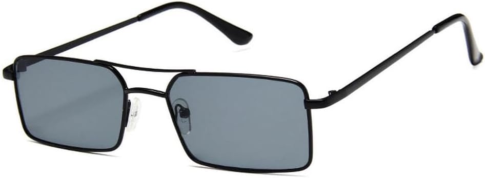 

Винтажные прямоугольные солнцезащитные очки с двойной перемычкой для женщин, металлическая оправа, прозрачные линзы, мужские солнцезащитные очки UV400 HYYZZC, Black Gray