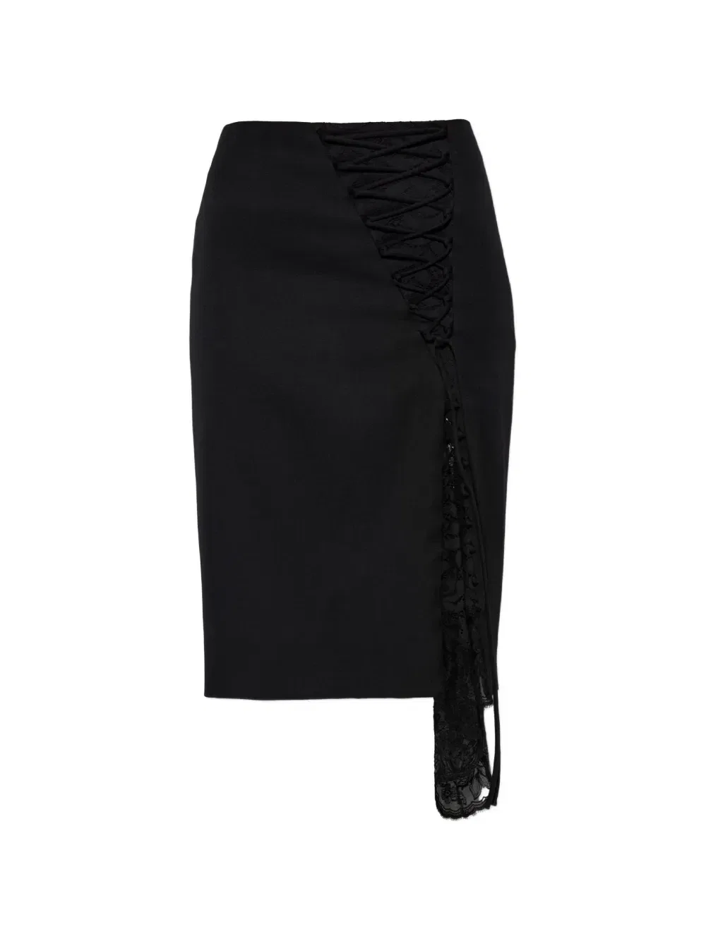 Юбка-карандаш миди с кружевными вставками Alexander McQueen, черный