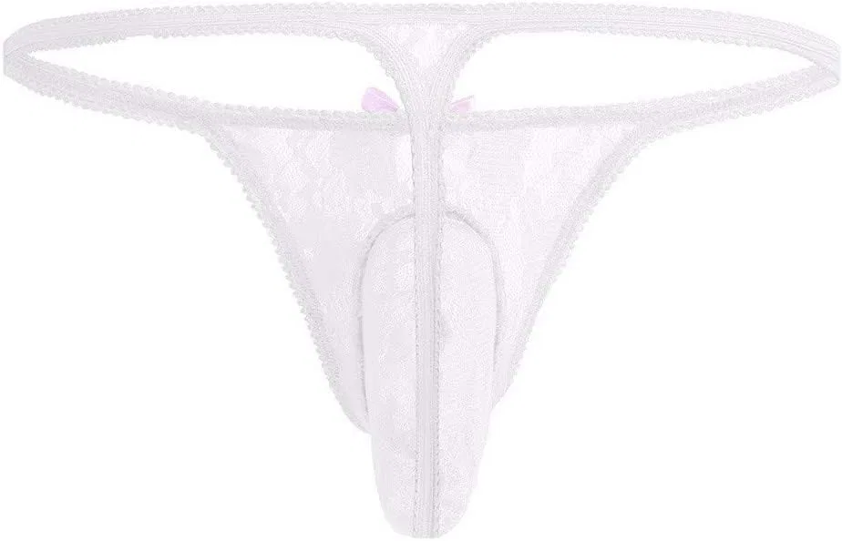 Трусы G-String, кружевные, White — фото 3