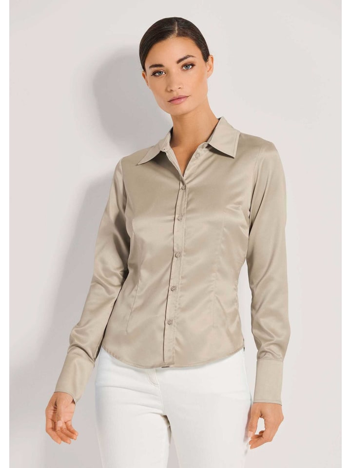 

MADELEINE Рубашка-блузка с глянцевой отделкой цвета "галька"