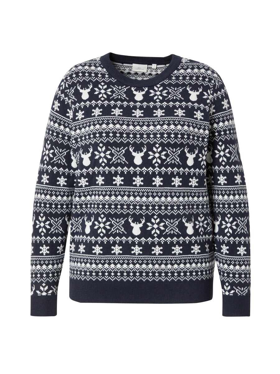 

Тонкий вязаный свитер ONLY Carmakoma Sweater CARXMAS WINTER, темно-синий