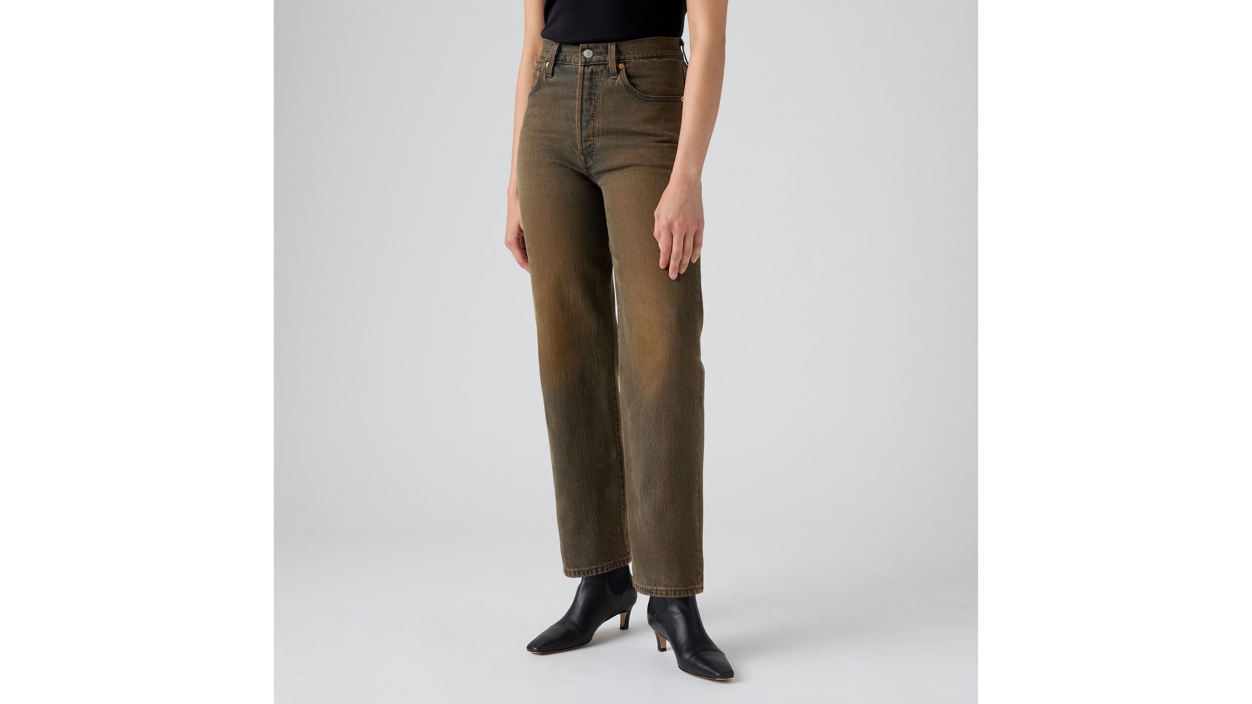 Джинсы Ribcage Straight Ankle женские Levi's, Ranchera - Brown — фото 2