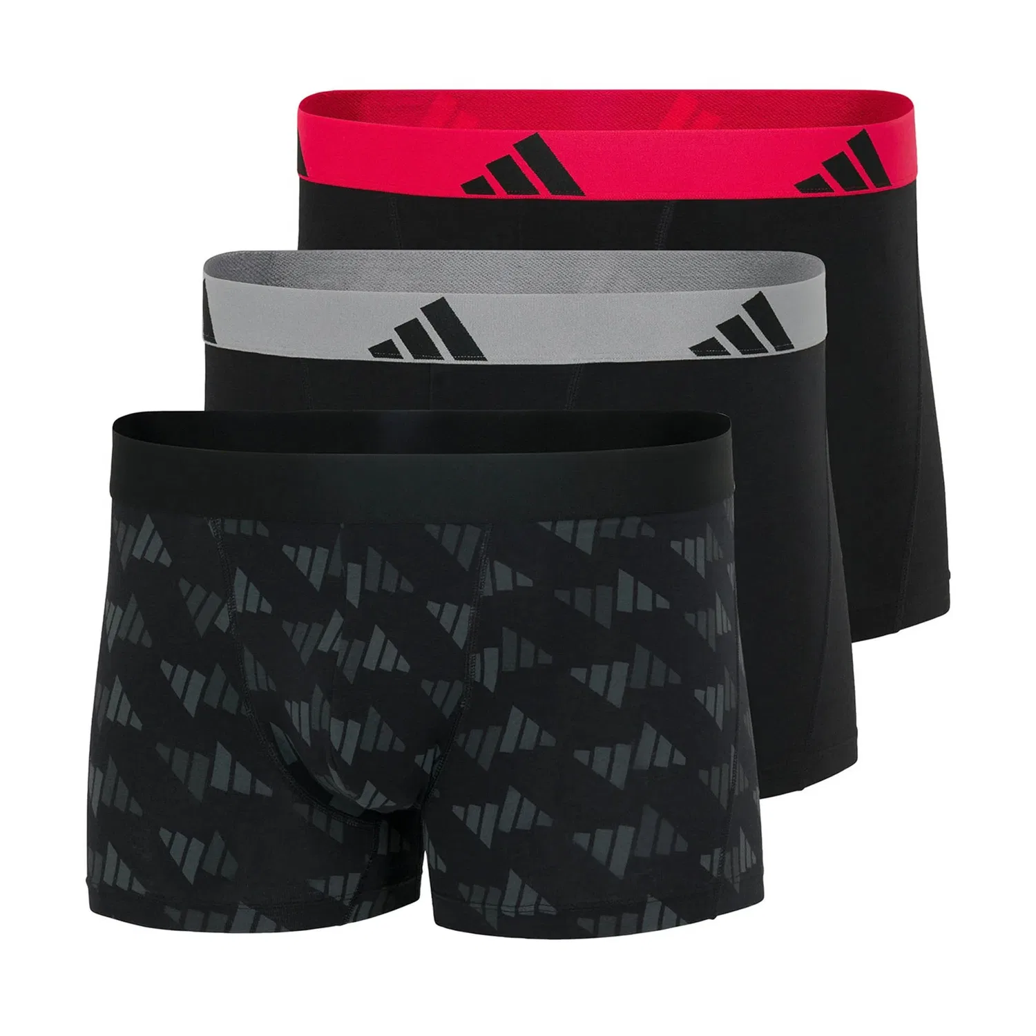 Боксеры 3er Pack из stretch-хлопка Adidas, черный/серый/красный