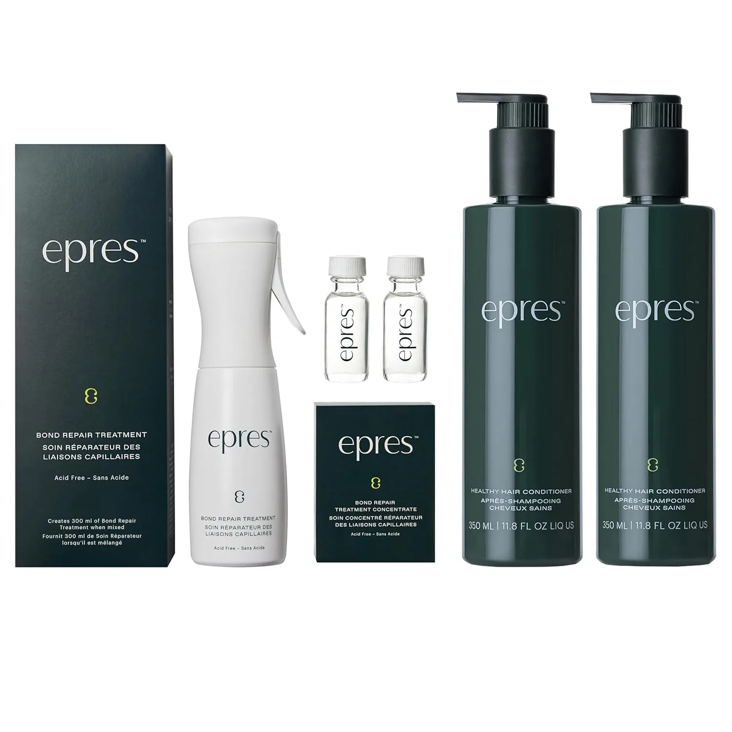 Стартовый набор epres Healthy Hair 3-Step System, включающий средство для восстановления структуры волос, шампунь и кондиционер.