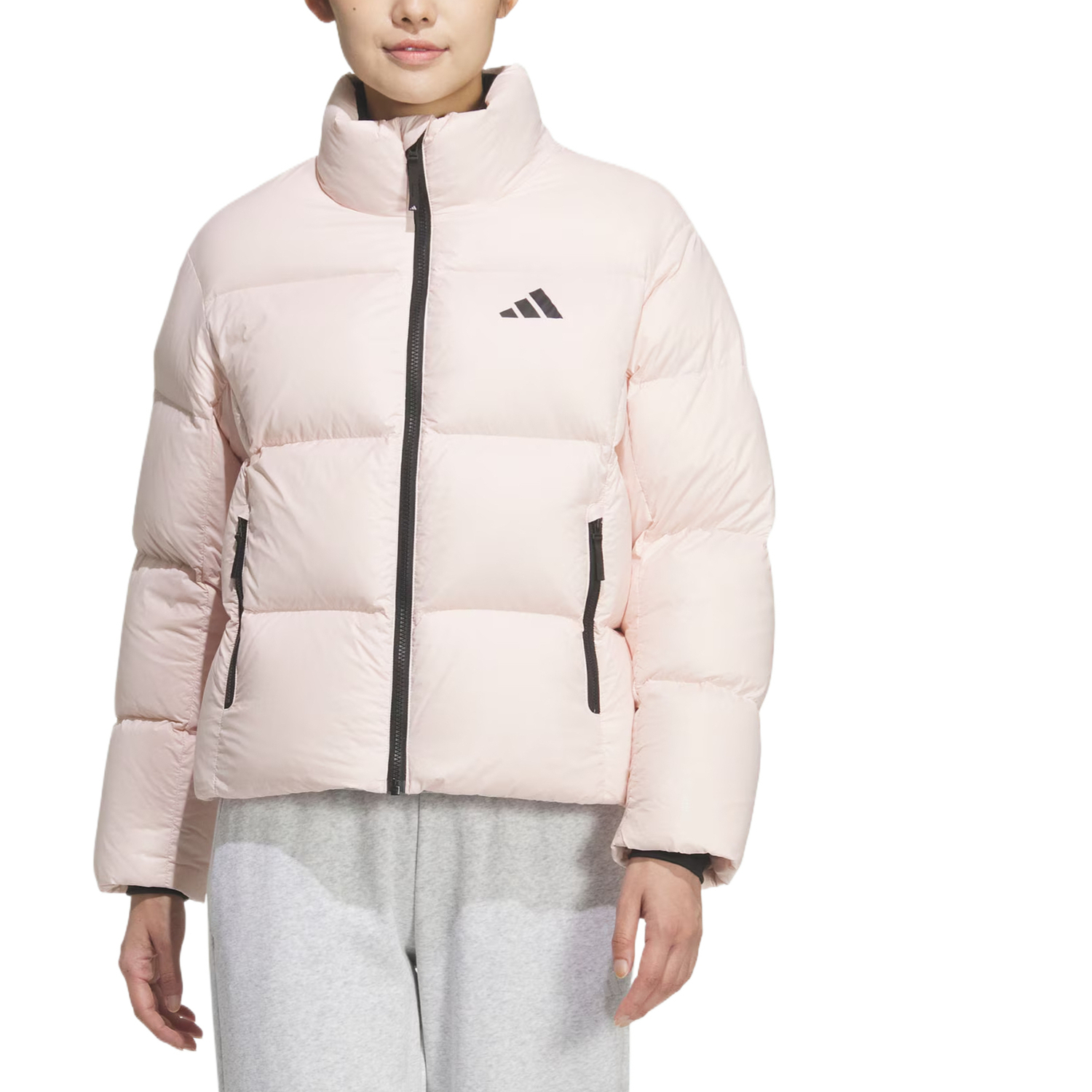 Пуховики и пальто женские Adidas, светло-розовый/черный — фото 3